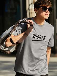 Tops Nam Lá thư Sẵn sàng - Xám - Xem 3