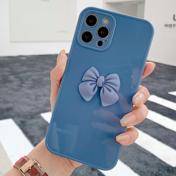 

Bowknot Decor Phone Case, Dusty blue