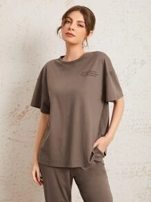 Mulvari Bộ thời trang Túi Slogan Thể thao - Màu nâu  Mocha - Xem 5