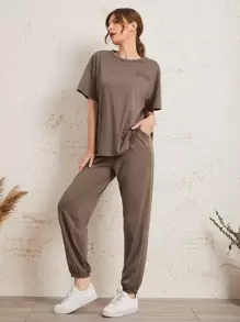 Mulvari Bộ thời trang Túi Slogan Thể thao - Màu nâu  Mocha - Xem 6