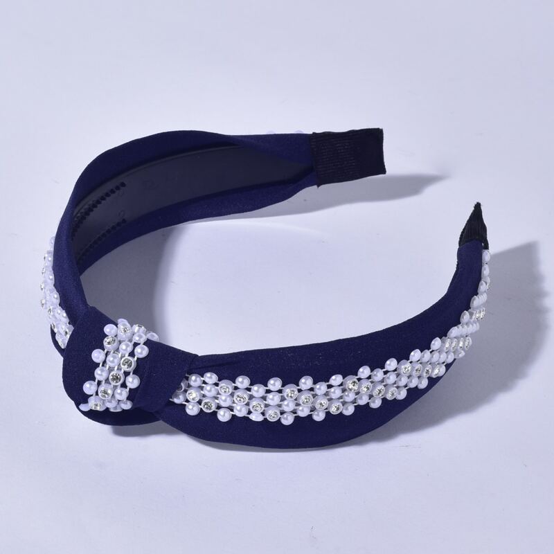 

Faux Pearl Decor Headband, Navy blue