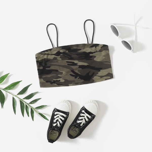 

Girls Camo Cami Crop Top, Multicolor
