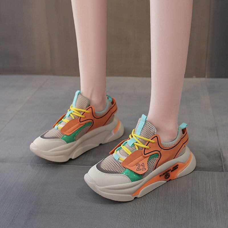 

Color Block Mesh Chunky Sneakers, Multicolor