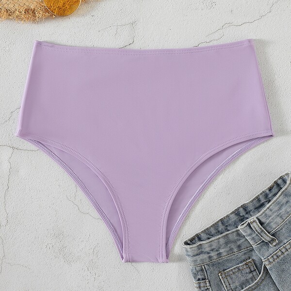 

Solid High Waisted Bikini Bottom, Lilac purple