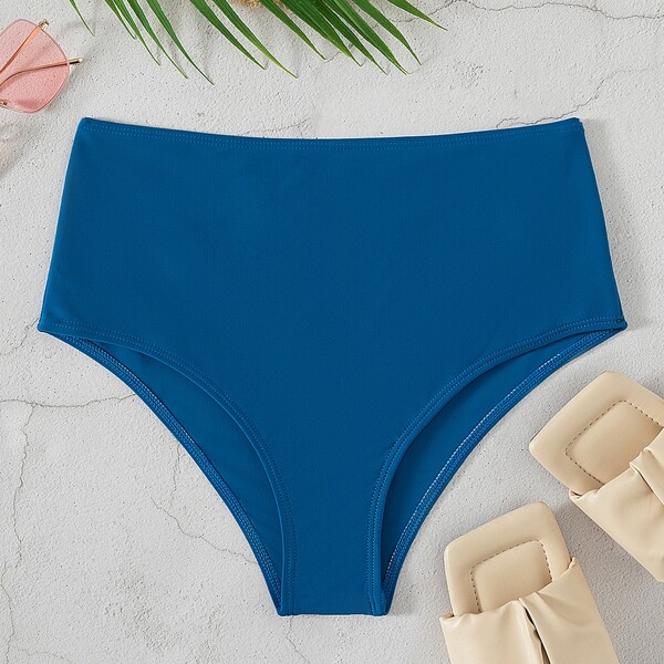

Solid High Waisted Bikini Panty, Blue