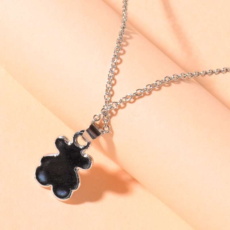 

Bear Pendant Necklace, Black