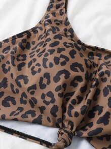 SHEIN Swim 2 piezas de traje de baño de vacaciones estampado de leopardo, diseño de estampado varía por temporada - Multicolor - Ver 5