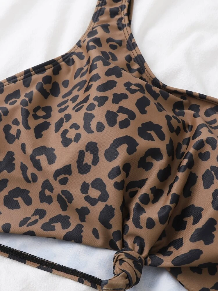 2 Pieces Leopard Print Vacation Beach Swimwear, Print Design Varies Summer