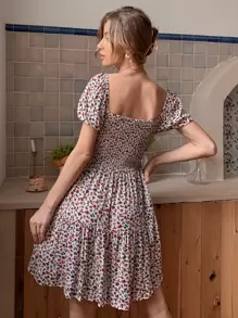 Aveloria 小碎花抽褶女僕洋裝 - 彩色 - 查看 2