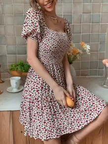 Aveloria 小碎花抽褶女僕洋裝 - 彩色 - 查看 5