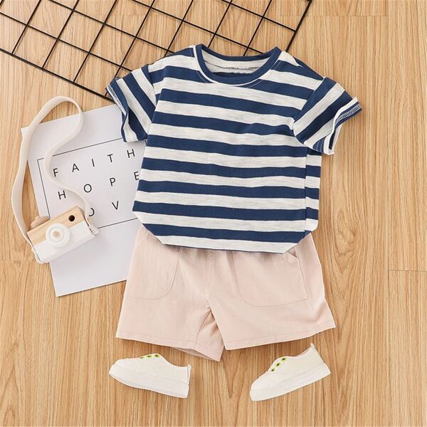 

Toddler Boys Striped Tee & Shorts, Multicolor