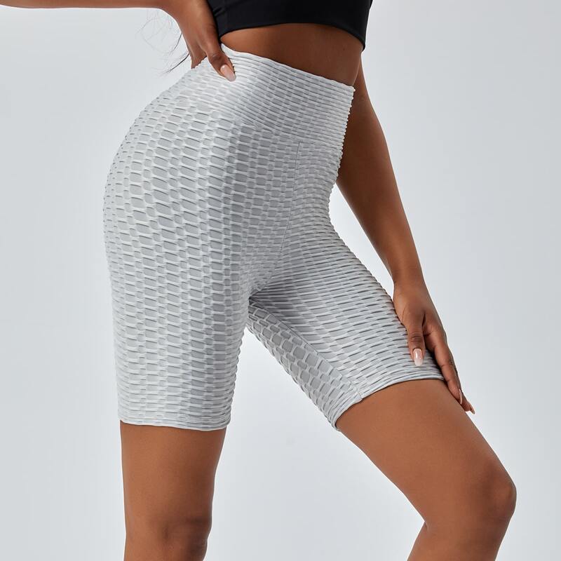 

Honeycomb Textured Solid Sports Shorts, Grey