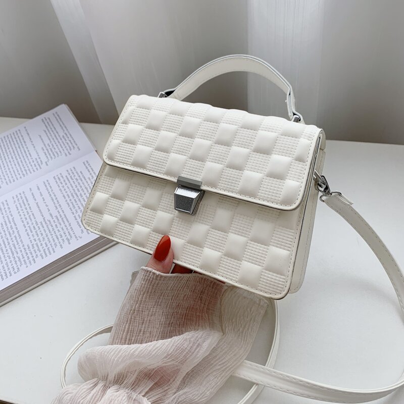

Top Handle Flap Satchel Bag, White