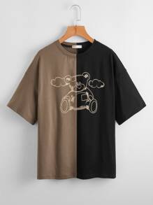 SHEIN EZwear 大碼卡通圖案落肩T恤