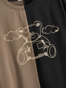 SHEIN EZwear 大碼卡通圖案落肩T恤