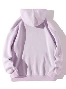 SHEIN Qutie Cartoon Graphic Drawstring Thermal Lined Hoodie - Lilac Purple - View 2