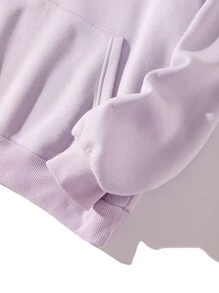 SHEIN Qutie Cartoon Graphic Drawstring Thermal Lined Hoodie - Lilac Purple - View 4