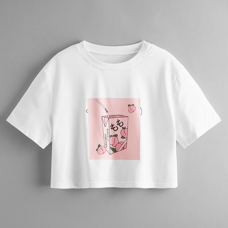 

Peach & Box Graphic Boxy Tee, White