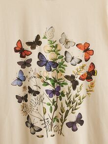 大碼蝴蝶圖案T恤