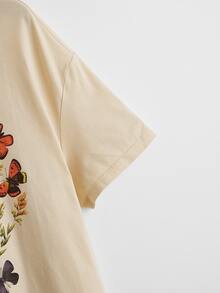 大碼蝴蝶圖案T恤