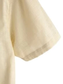 Manfinity Homme Camisa Suelta Y Holgada Para Hombre Con Botones Sólidos Y Detalles - Amarillo - Ver 4