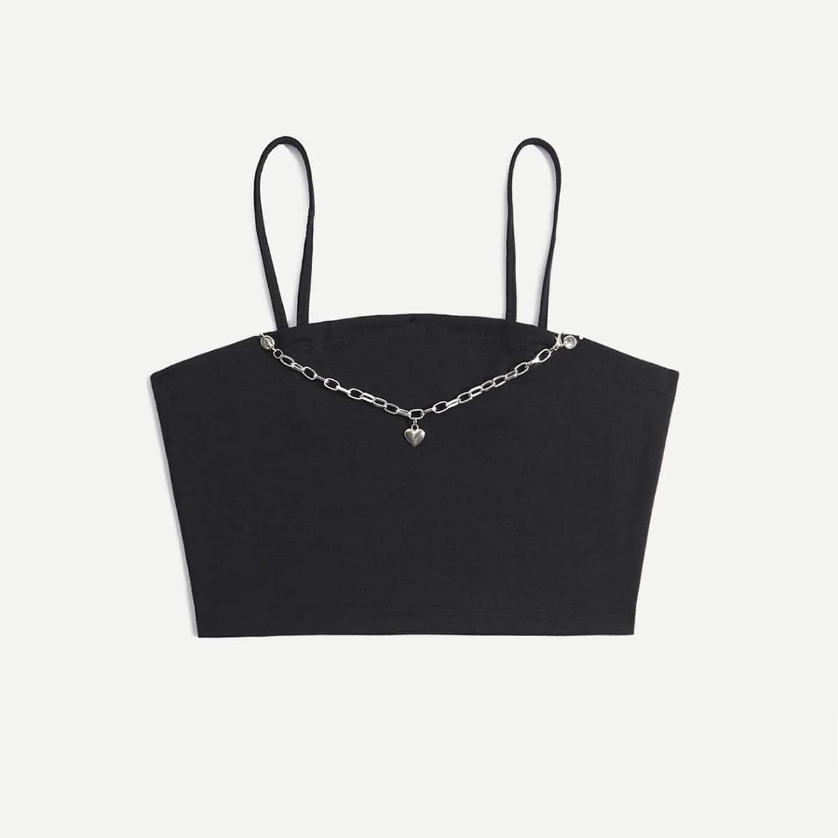 

Solid Chain Crop Cami, Black