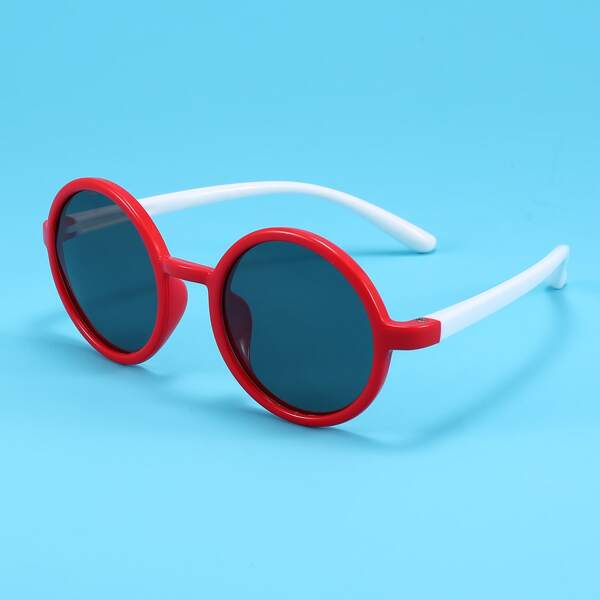 

Toddler Kids Round Frame Sunglasses, Red