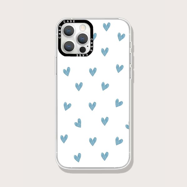 

Heart Pattern Phone Case, Blue and white