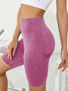 腰部寬帶車縫細節運動機車短褲 - 淡紫色 - 查看 3