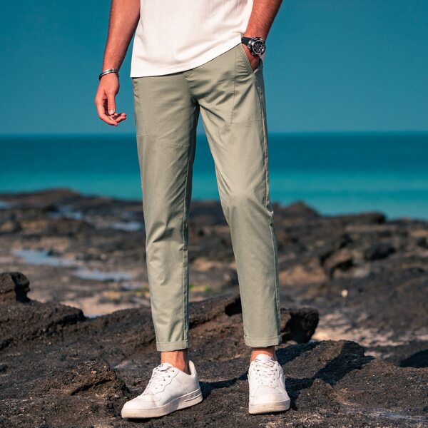 

Men Slant Pocket Solid Pants, Khaki