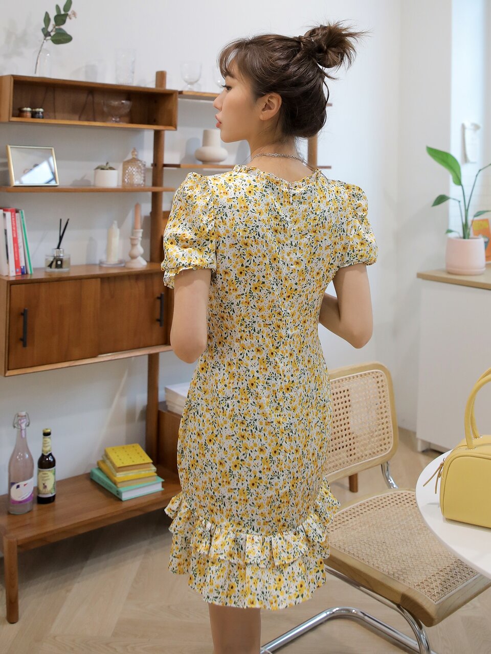Layered Hem Ditsy Floral Dress