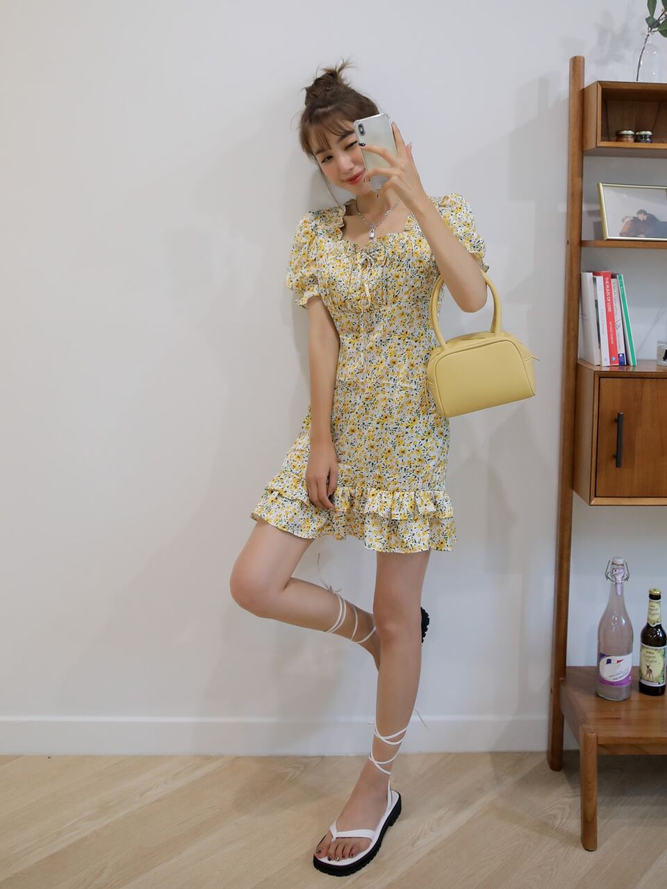 Layered Hem Ditsy Floral Dress