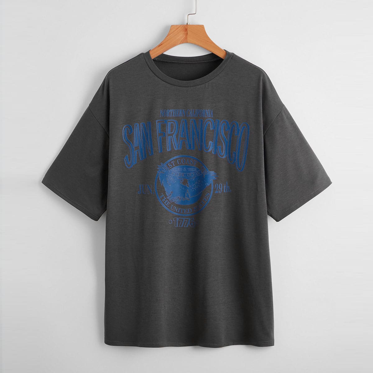 

Letter Eagle Graphic Oversized Tee, Dark grey