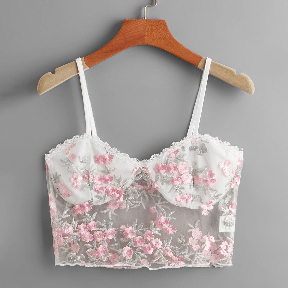 

Floral Embroidery Crop Cami, Multicolor