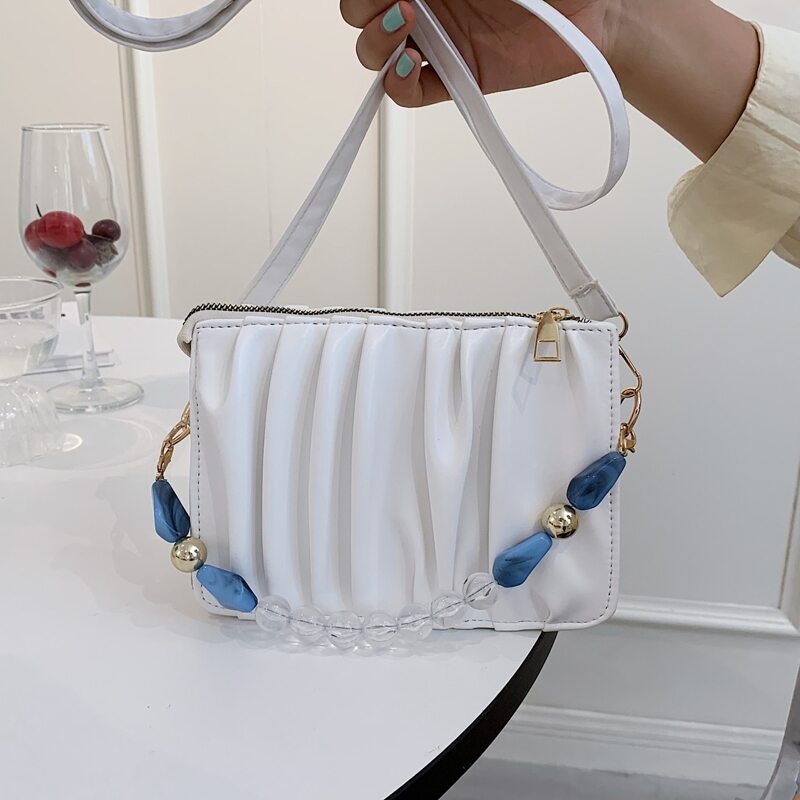 

Ruched Crossbody Bag, White