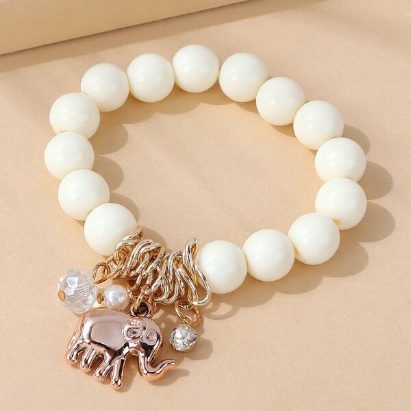 

Rhinestone Detail Beaded Bracelet, White