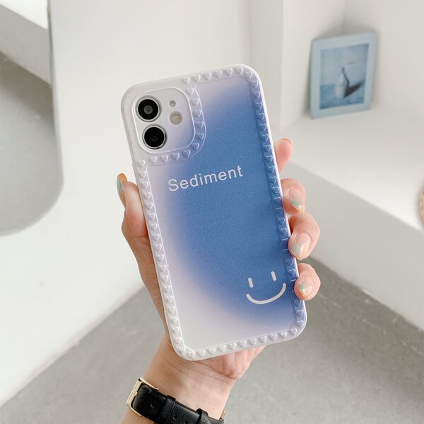 

Cartoon Smile Phone Case, Blue
