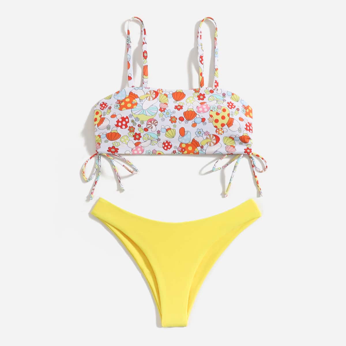 

Mushroom Print Bikini Swimsuit, Multicolor