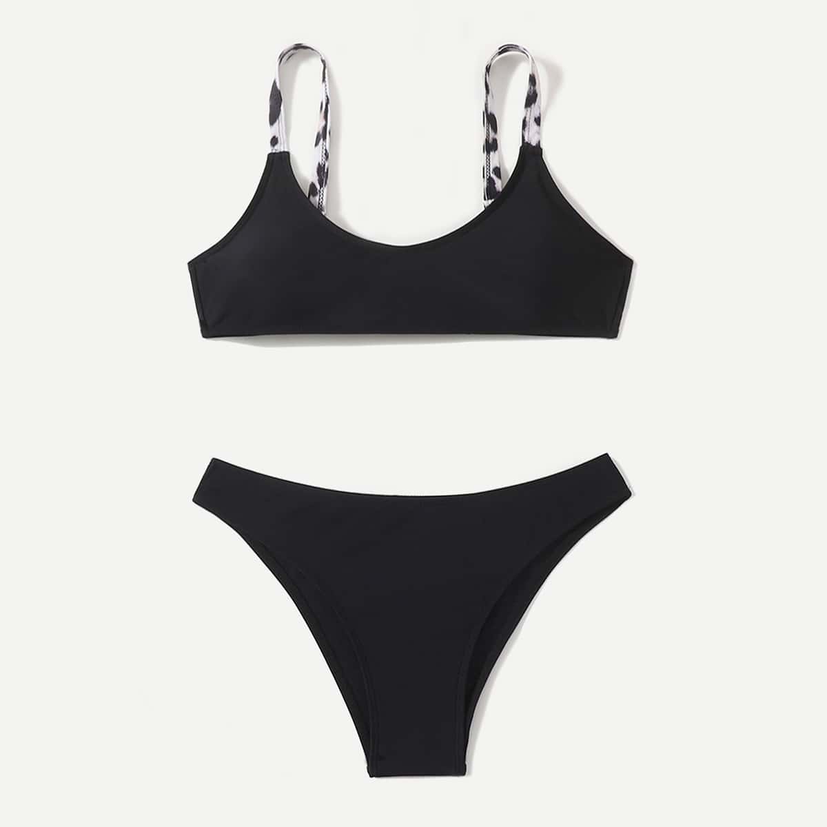 

Leopard Pattern Bikini Swimsuit, Black
