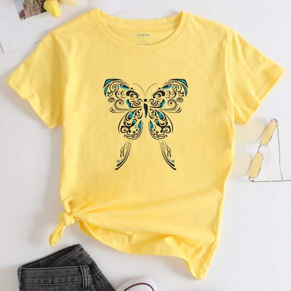 

Butterfly Print Tee, Yellow