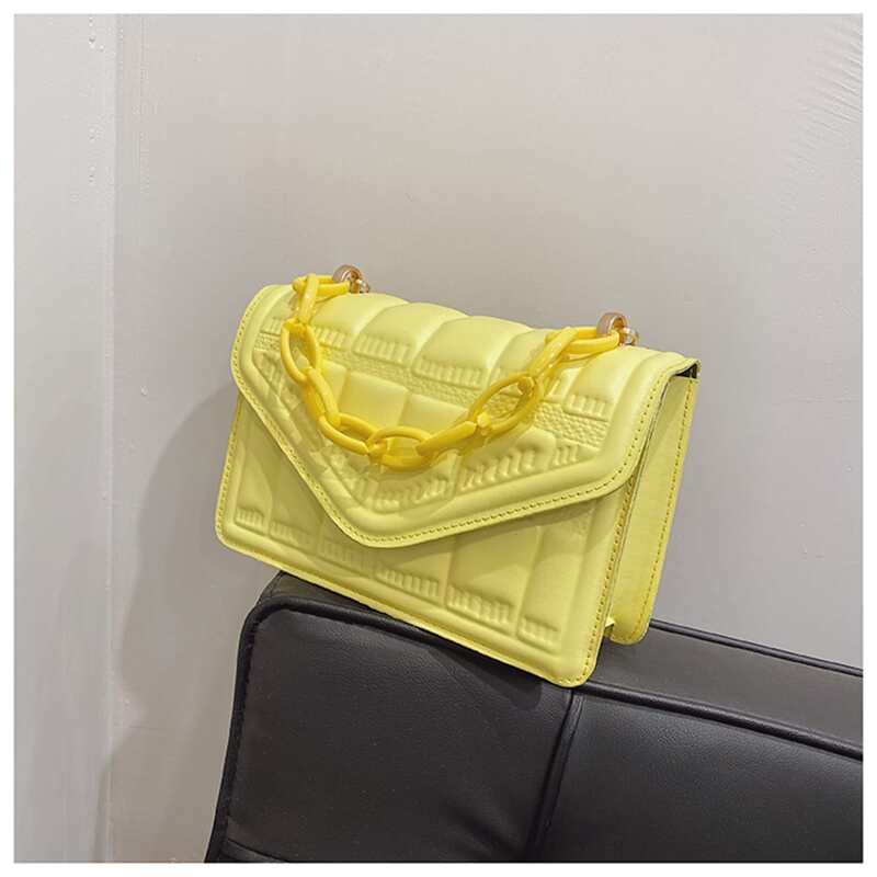 

Flap Chain Satchel Bag, Yellow