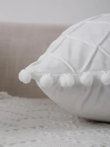 1入組小絨球靠墊套不附帶墊芯 - 白色 - 查看 3