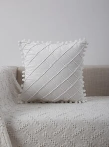 1入組小絨球靠墊套不附帶墊芯 - 白色 - 查看 4
