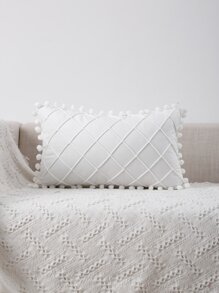 1入組小絨球靠墊套不附帶墊芯 - 白色 - 查看 5