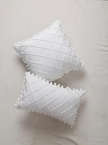 1入組小絨球靠墊套不附帶墊芯 - 白色 - 查看 6