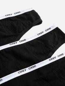 4入組外加字母膠帶女士運動內褲組 - 黑色 - 查看 5