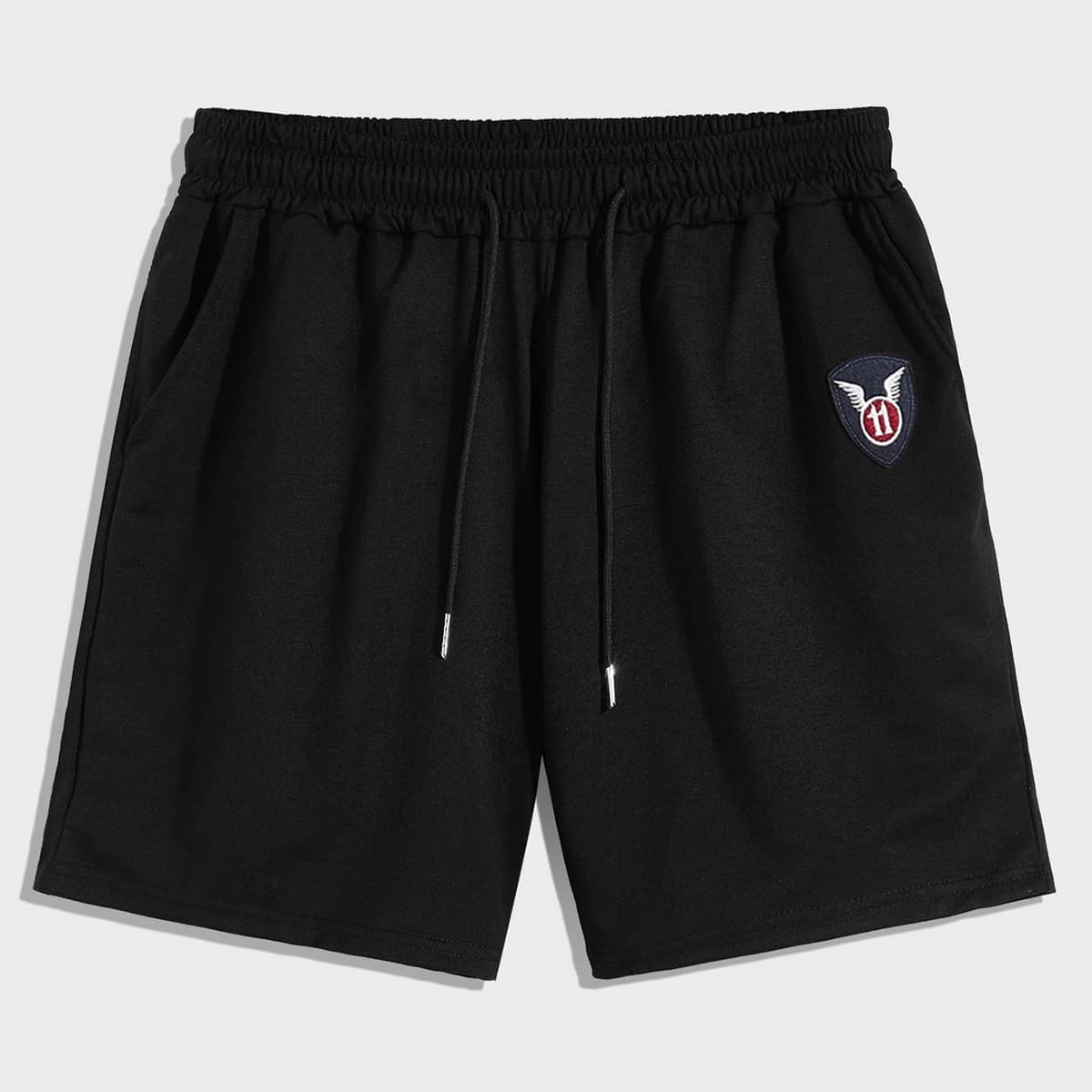 

Guys Letter Graphic Drawstring Shorts, Black