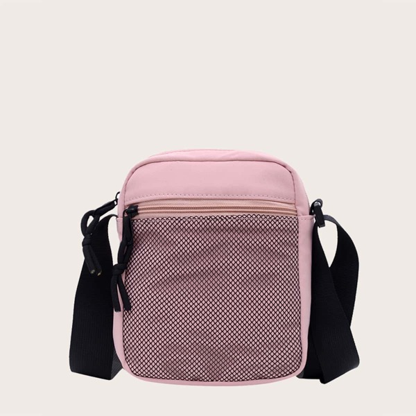 

Girls Contrast Mesh Crossbody Bag, Pink