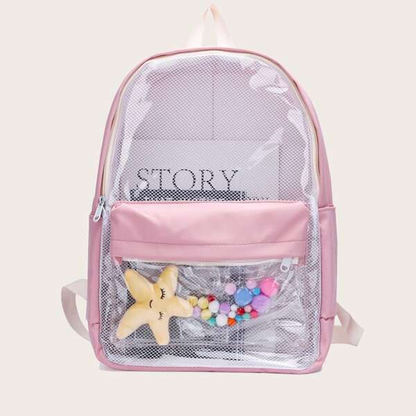 

Girls Clear Large Capacity Backpack, Pink