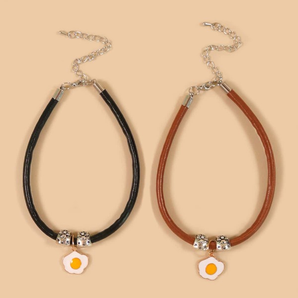 

1pc Fried Egg Pendant Random Color Pet Necklace, Multicolor